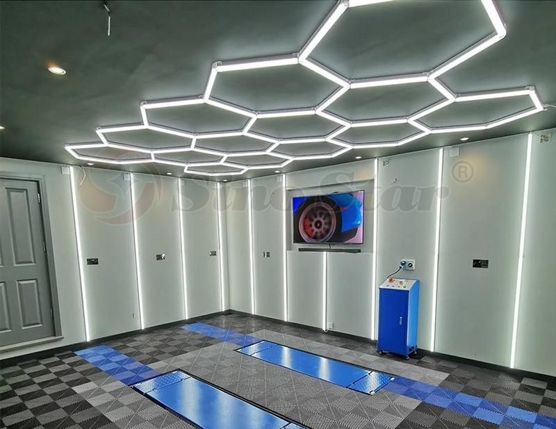 LED Honeycomb Hexagon Hex-Grid Light Ceiling Detailing Lamp Car Repair Workshop Wash Beauty Station Garage Illumination Design