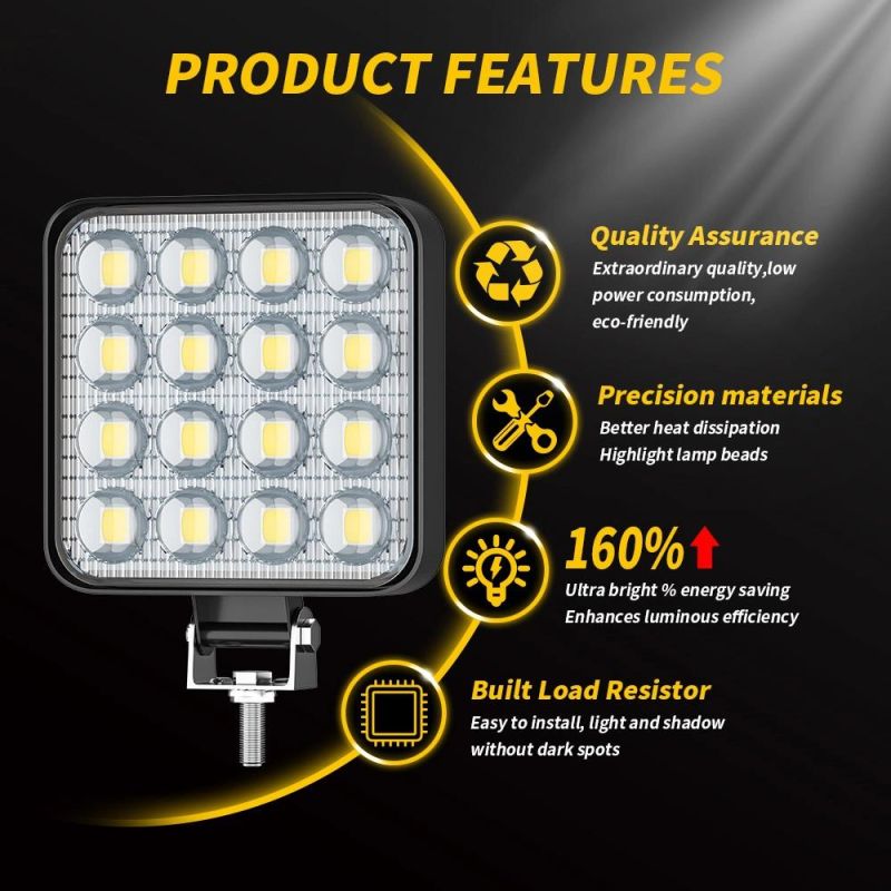 Dxz 16LED 48W Spotlight Work Light Jeeps Light off-Road Driving Fog Light with Mounting Bracket