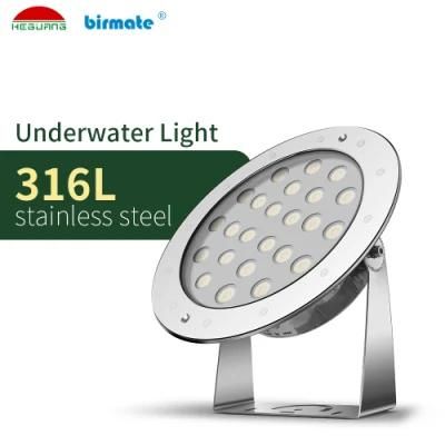 LED 36W 24V White Color SS316L Underwater LED Light IP68 Ik10 Tempered Glass Cover