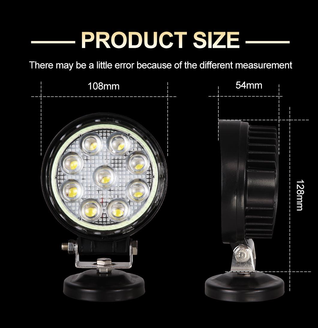 Wholesale Auto Working Headlights High Quality Truck 12V Round LED Tractor 27W LED Work Flood Light