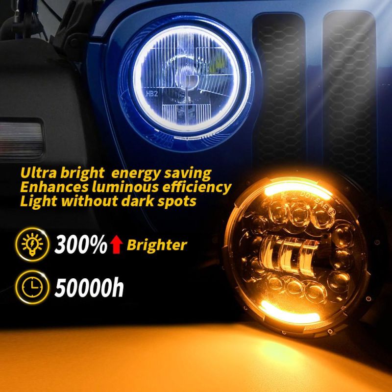 Dxz Remote Control 7 Inch 15LED Headlights RGB Round Thick Multicolor DRL Headlight for Jeep Wrangler Jk Lj Cj LED Car Light