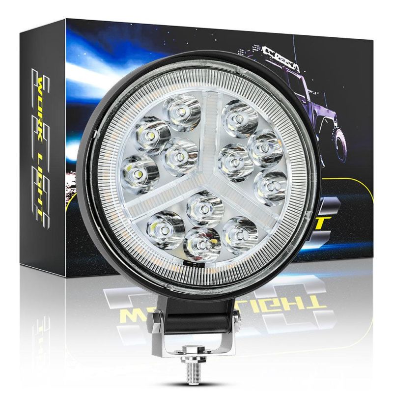 Dxz 4 Inch DRL 16LED Daytime Running Light Spotlight 48W 12V 24V LED Work Light Round for Motorcycle Offroad SUV