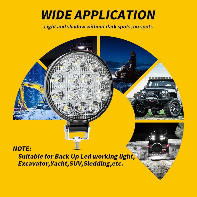 Dxz 14LED 42W 4inch 25mm Round Shape Car LED Fog Lights for Trucks Cars LED Work Light Bar for off Road Car/Motorcyc SUV Boat/ATV