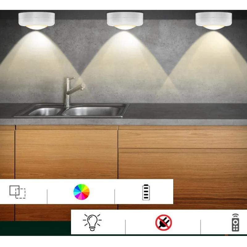 Mood Under Wardrobe Kitchen Cabinet Lamp 16 Colors RGB Decoration Night Lights with Remote Control Battery Power Home Decorative Wireless Sensor Cabinet Light