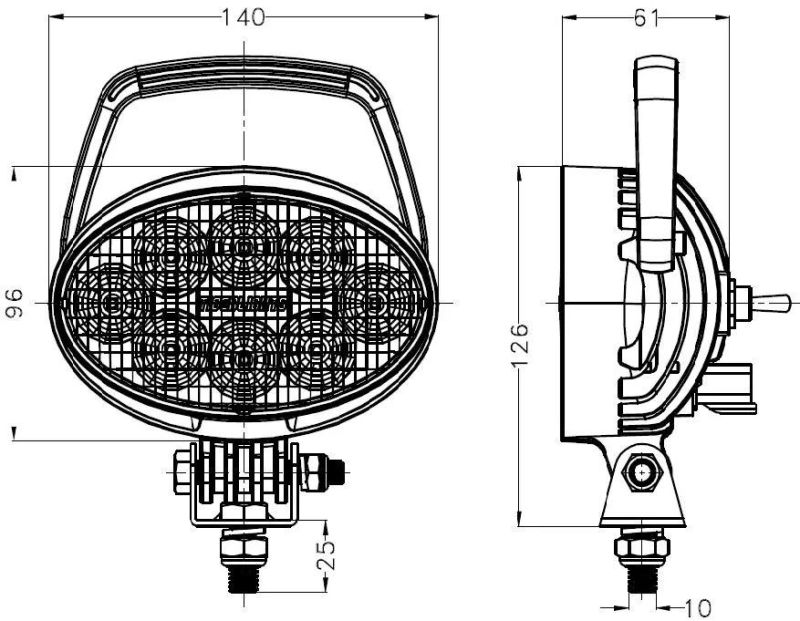 0424yx Portable LED Work Light 24W 6.0 Inch with Cigar Lighter Magnet Base