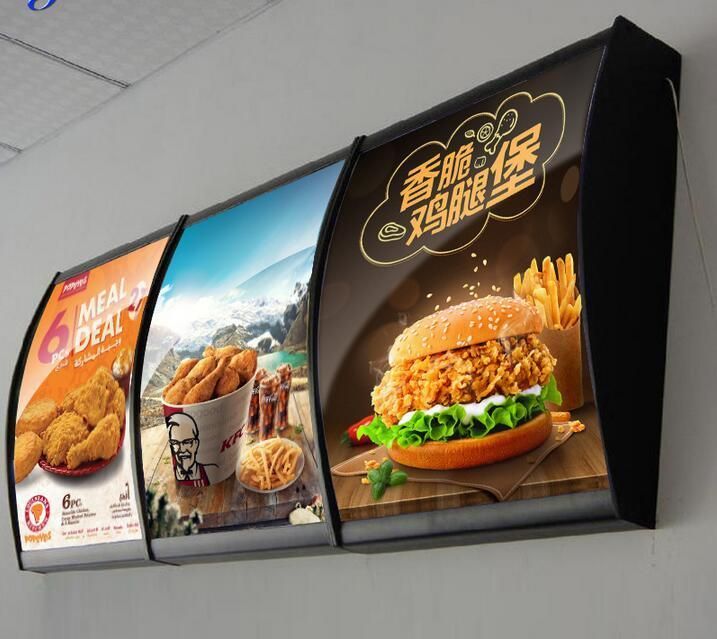 Indoor Fast Food Restaurant Glowing LED Menu Board Light Box