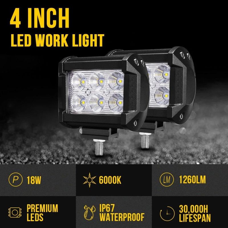 Wholesale 18W White LED off Road Work Light for 4WD SUV ATV Jeep Truck