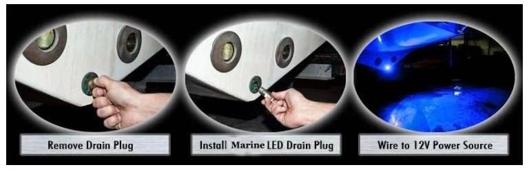 IP68 Underwater 1/2in Standard Brass Boat Drain Plug LED Light