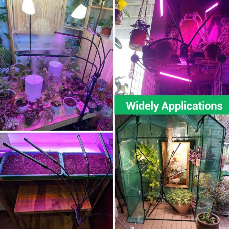 60W Grow Light LED with 4 Head LED Grow Light Adjustable 15-48 in 6 9 12h Timer & with 3 Modes Grow Lights with Stand