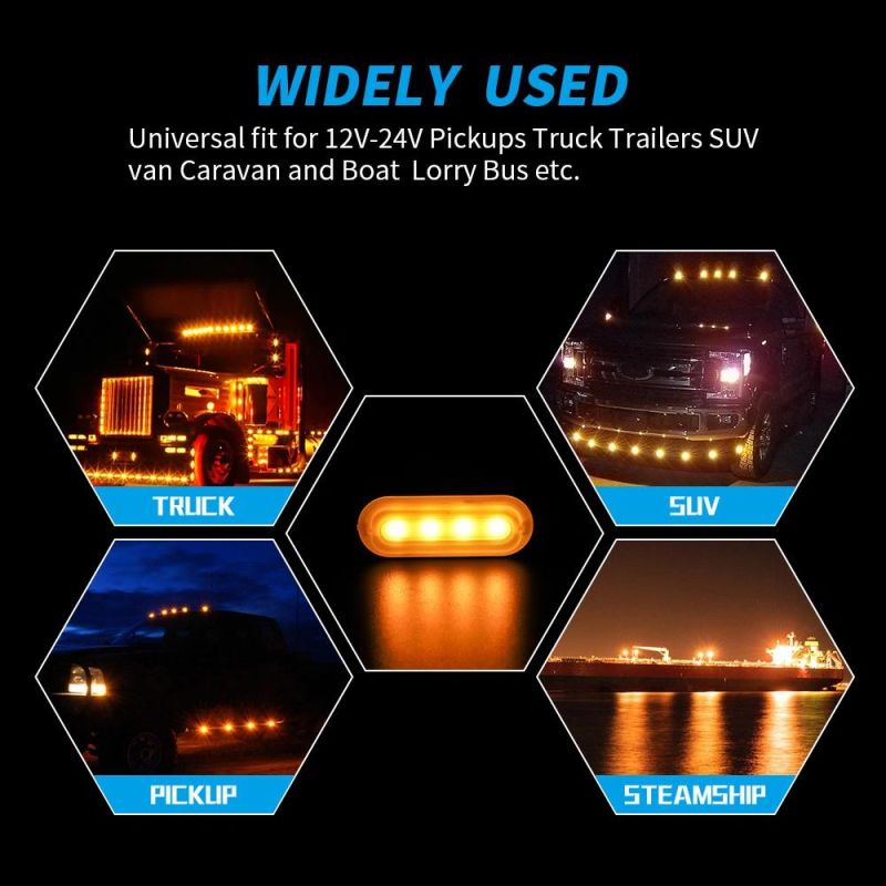 Dxz 12V - 24V 4 LED Strobe Warning Light Strobe White Cover Flashing Light Bar Truck Car Beacon Lamp Amber Red Blue White Traffic Light