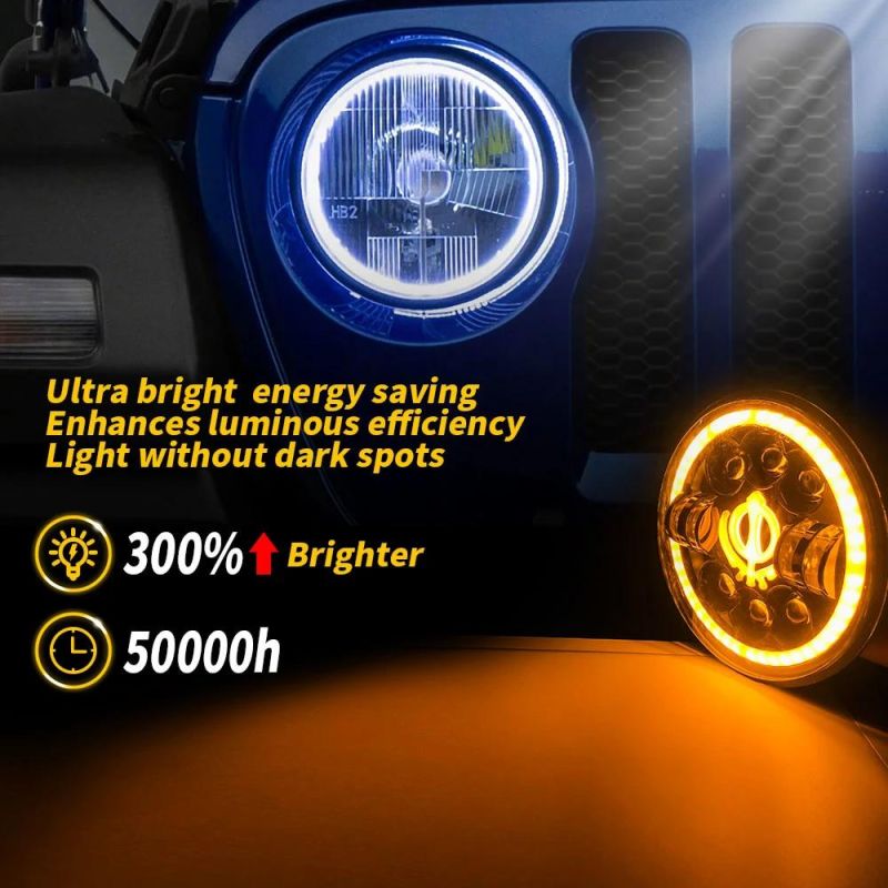 Dxz 7inch 12V 24V Car Accessories for Jk Wrangler Jeep 90W LED Headlight DRL Hi/Low Beam Lamp