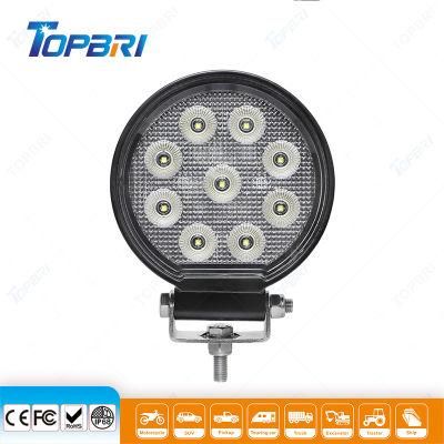 RoHS CE 27W Round Offroad Driving Motorcycle Work Light for Truck Tractor Trailer Car