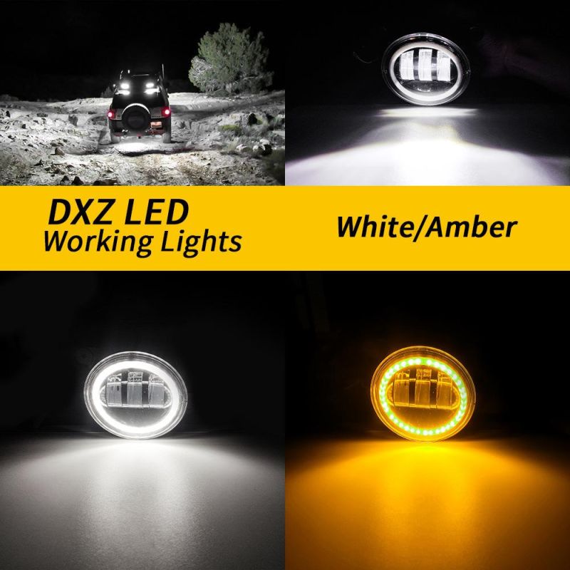 Dxz 4 Inch LED Fog Light for Jeep Wrangler Jk Bumper Lamps Turn Signal off Road Fog Light Replacement Kit Projector Front
