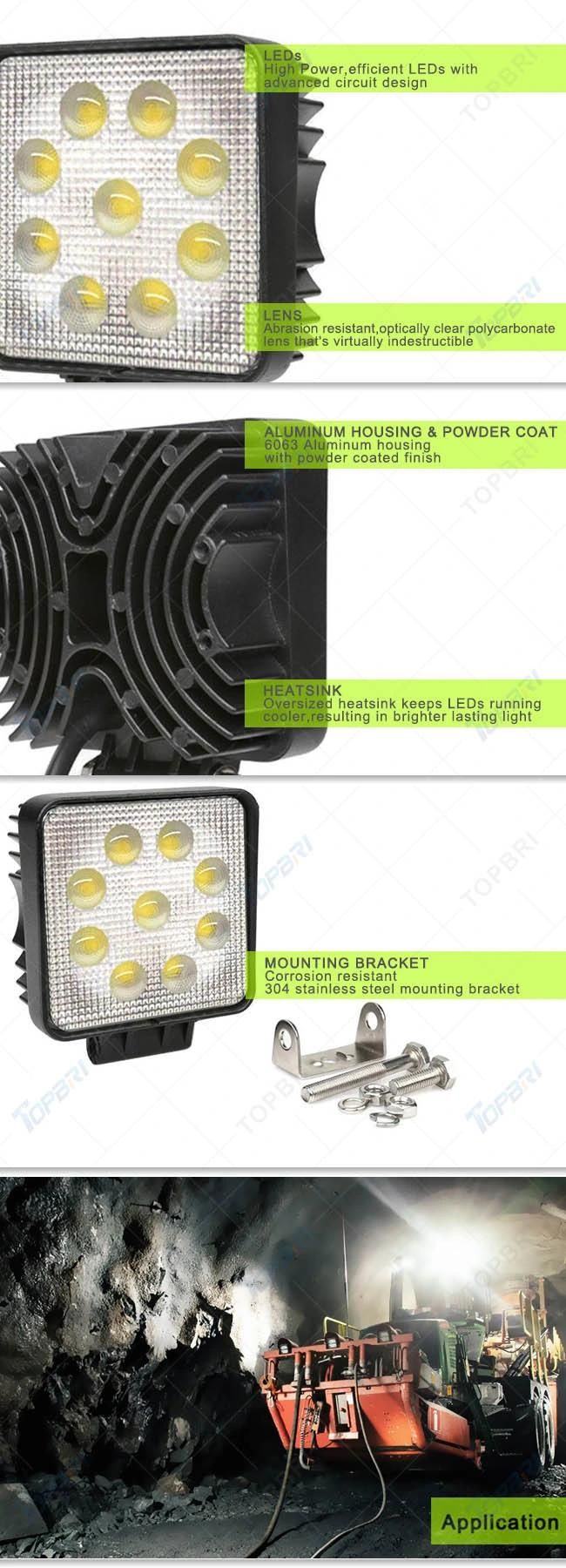 27W Square LED Work Light for John Deere Tractor