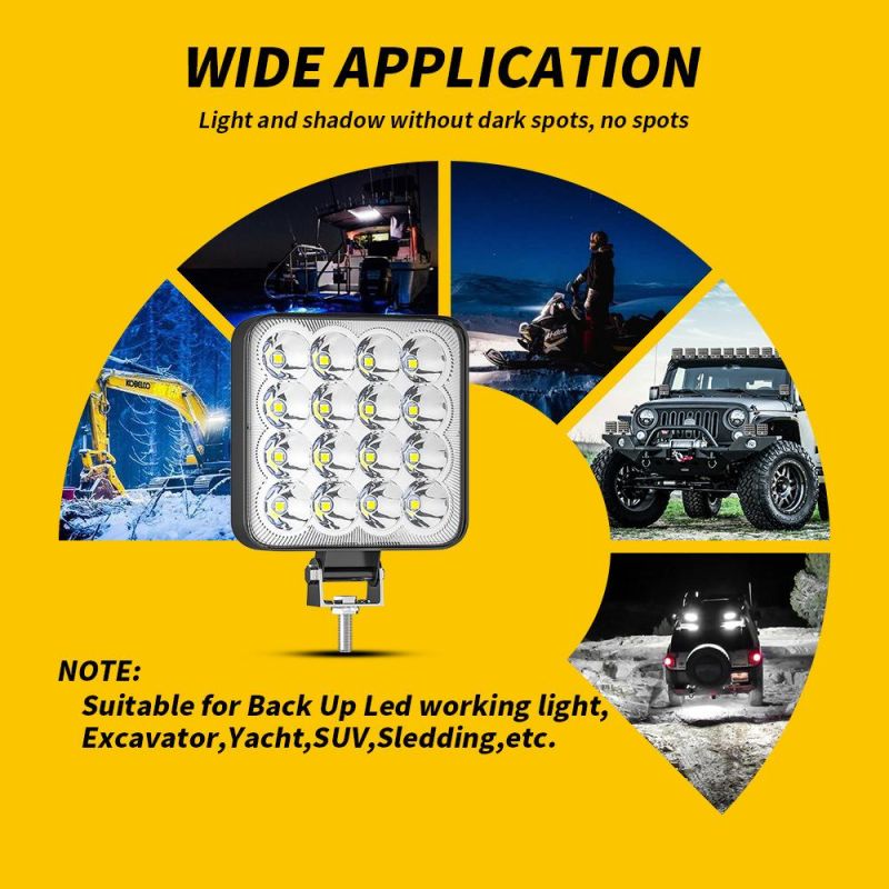 Dxz New 16LED 48W Spotlight Truck SUV Work Light 4X4 Offroad Car ATV UTV for Jeep Motorcycle LED Auto Light Factory
