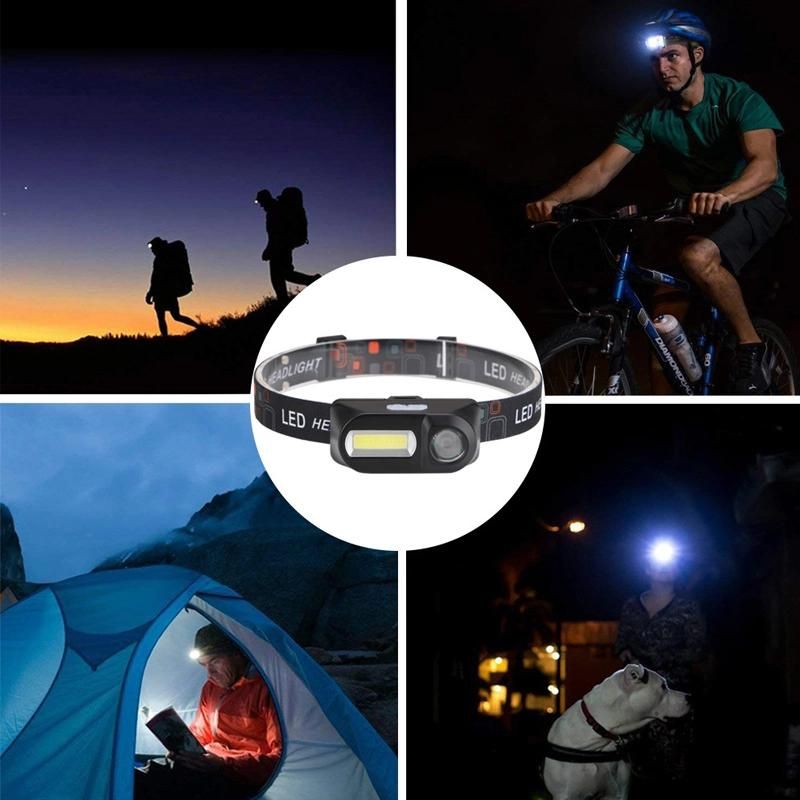 ABS Micro USB Rechargeble Outdoor COB LED Headlamp for Fishing