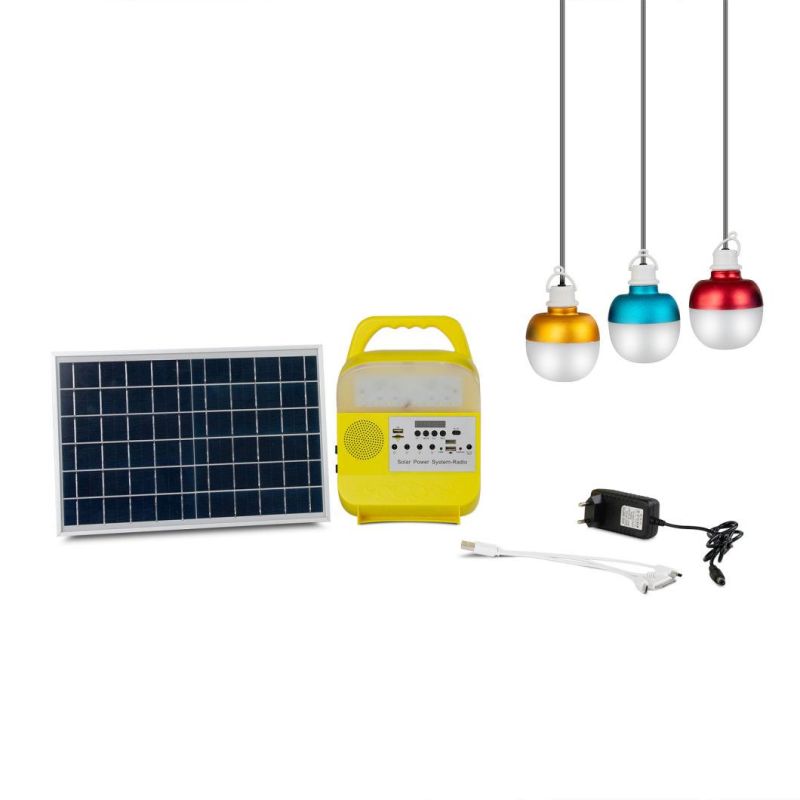 Small Solar Power Supply System Portable Power Station Generator with Camping Lighting LED Emergency Light