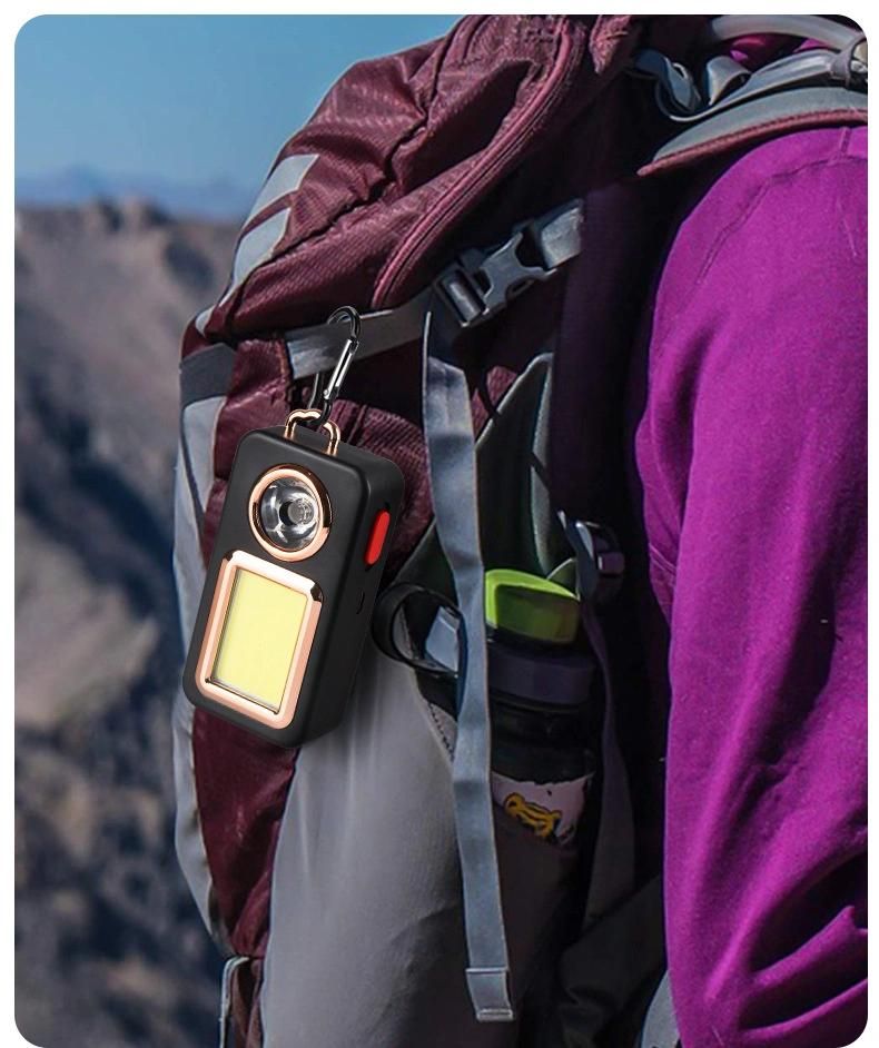 Keychain Repair Light Multifunctional Emergency Flashlight USB Rechargeable Tent Camping Light COB Work Light