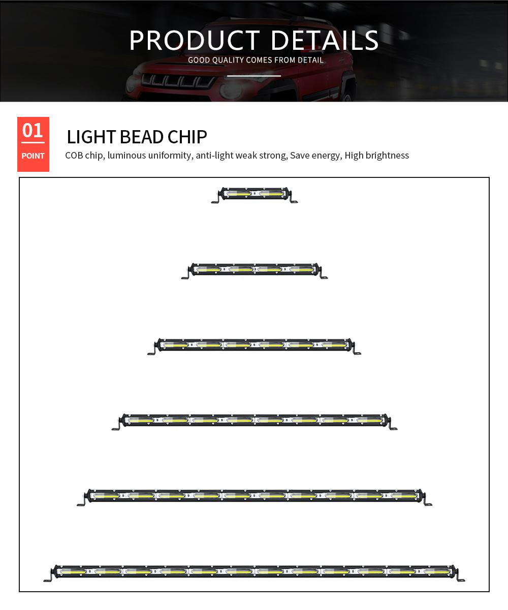 Dxz 108W 38inch Ultra-Thin Single Row COB Car Work Light Bar LED Strip Light for off Road Car SUV ATV Truck