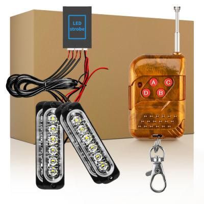 Dxz Remote Flash 4in1 6LED Strobe Lights Amber Hazard Warning Beacon Light Flashing Warning Light for Car Truck Trailer Caravan Camper Van