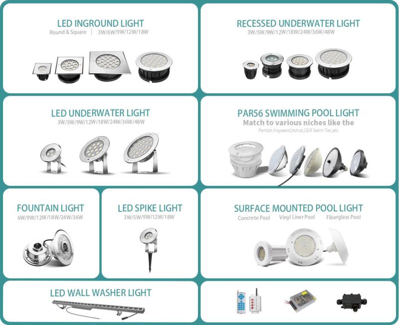 Stainless Steel IP68 24W External Control RGB LED Underwater Fountain LED Swimming Pool Light