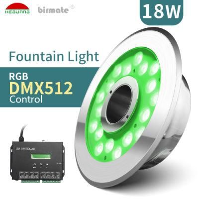 Shenzhen Factory 18W LED RGB DMX Control Commercial Fountain Pool Lights