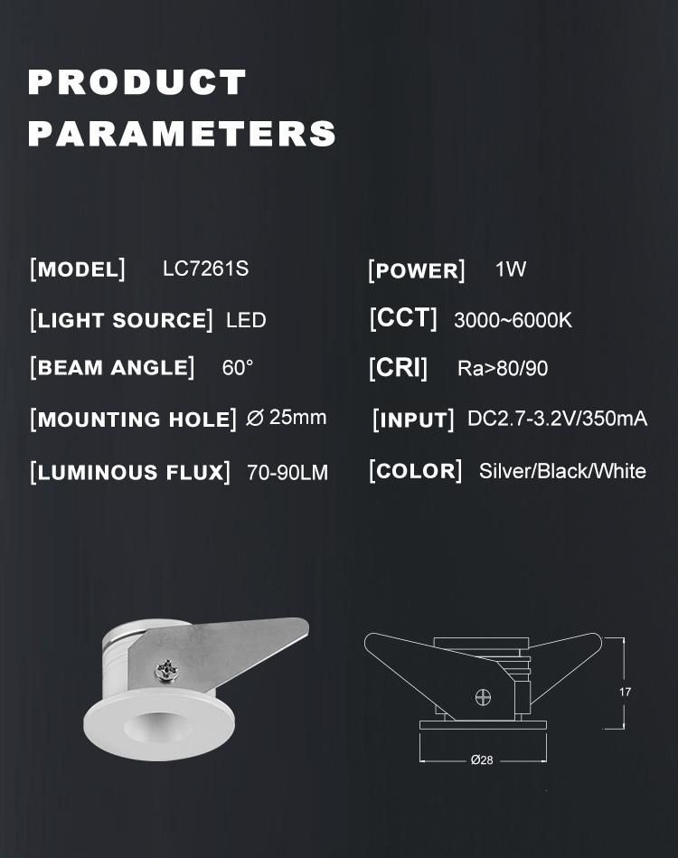 LED Downlight 1W LED Recessed Down Light Round LED Lighting for Indoor Lighting