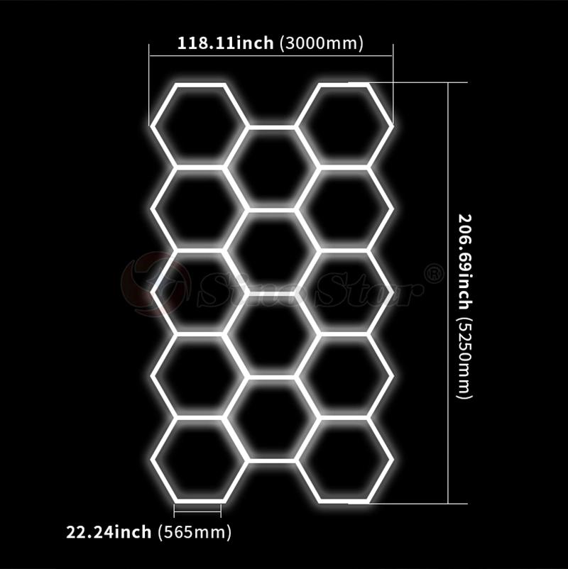 LED Honeycomb Hexagon Hex-Grid Light Ceiling Detailing Lamp Car Repair Workshop Wash Beauty Station Garage Illumination Design