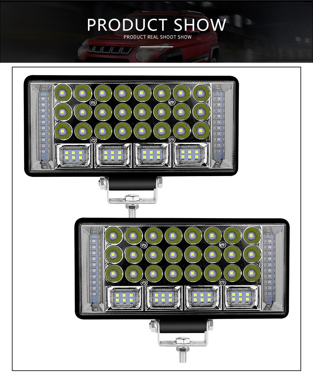 Dxz Car LED Work Light 8inch 68LED 204W Driving Flood Lamp Flashing Spotlight Red and Blue Strobe Warning Offroad Truck