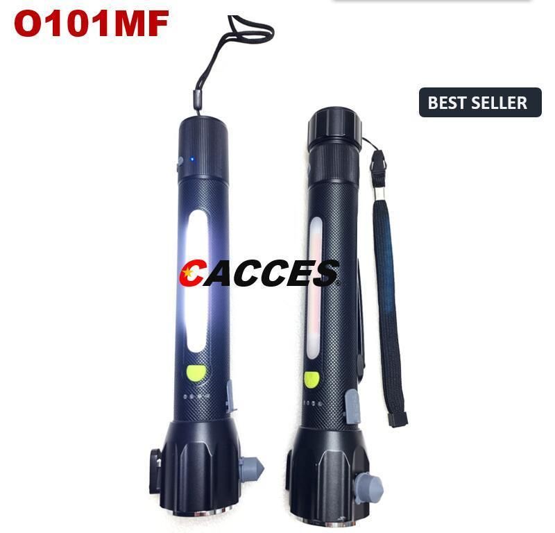 Multifunction LED Flashlight Indoor Flashlight Super Bright 5 Modes for Emergency Outdoor Car Use with Optional 4 Accessories for Compass, Radio, Alarm&Ignition