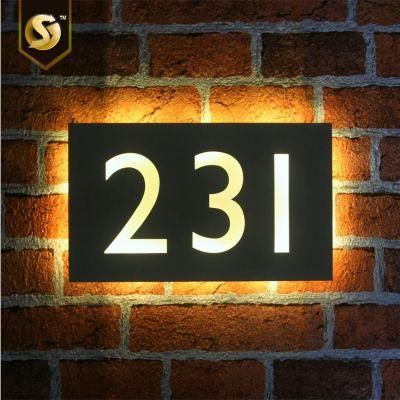 Illuminated LED Light Box Room Number Sign