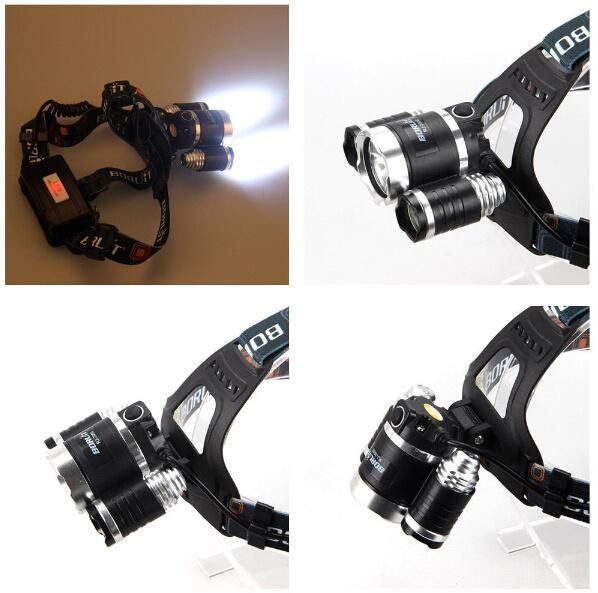 3 Head CREE T6 LED Rechargeable Headlamp