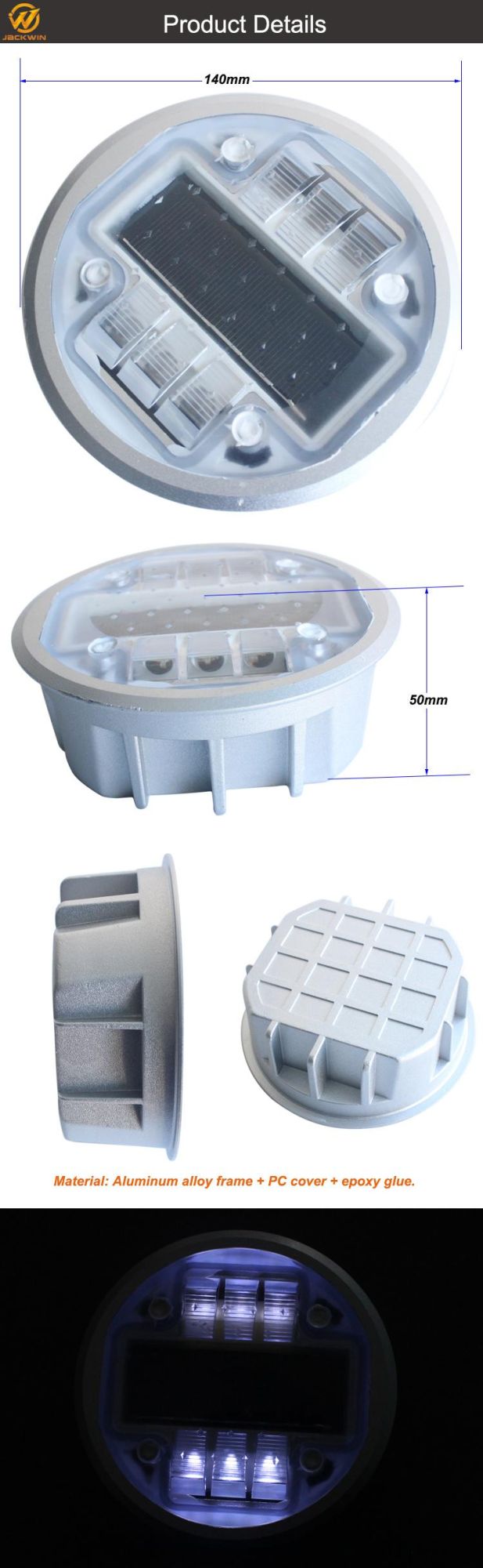 Heavy Duty Wireless Embedded Cat Eye LED Flashing Road Studs