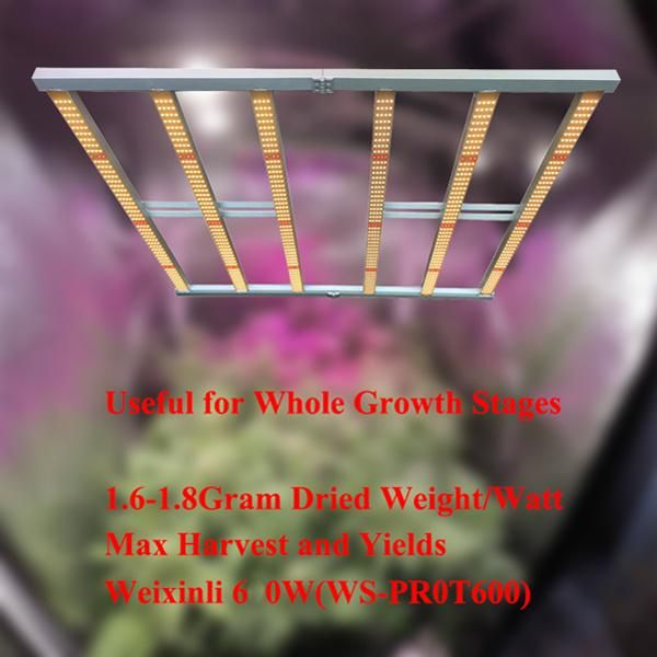 Foldable Full Spectrum 640W Samsung Lm301h Lm301b W/UV/IR Indoor Greenhouse Strip Bar Dimmable LED Grow Light with 6 Bars for Cann Medical Plant