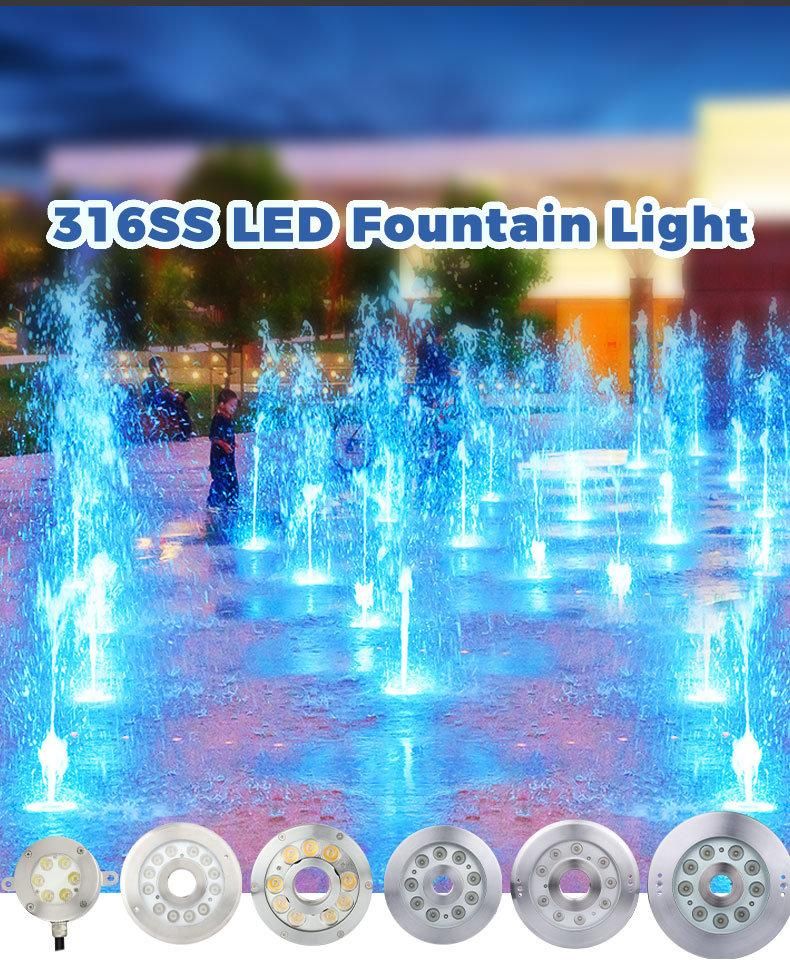 Poolux Stainless Steel 27W Nozzles Motif Outdoor Submersible IP68 Low Voltage 12V 24V RGB RGBW DMX Pool LED Underwater Fountain Ring Lights