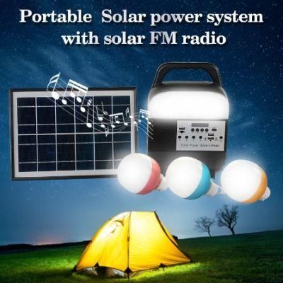 Small Solar Power Supply System Portable Power Station Generator with Camping Lighting LED Emergency Light