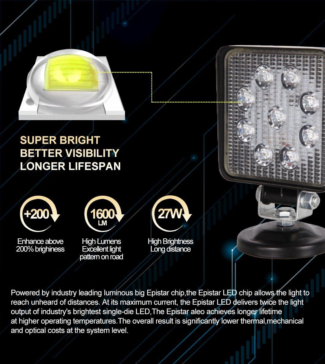 Super Bright 24V 12V Spot LED Work Light 4inch 27W Offroad LED Light for Truck