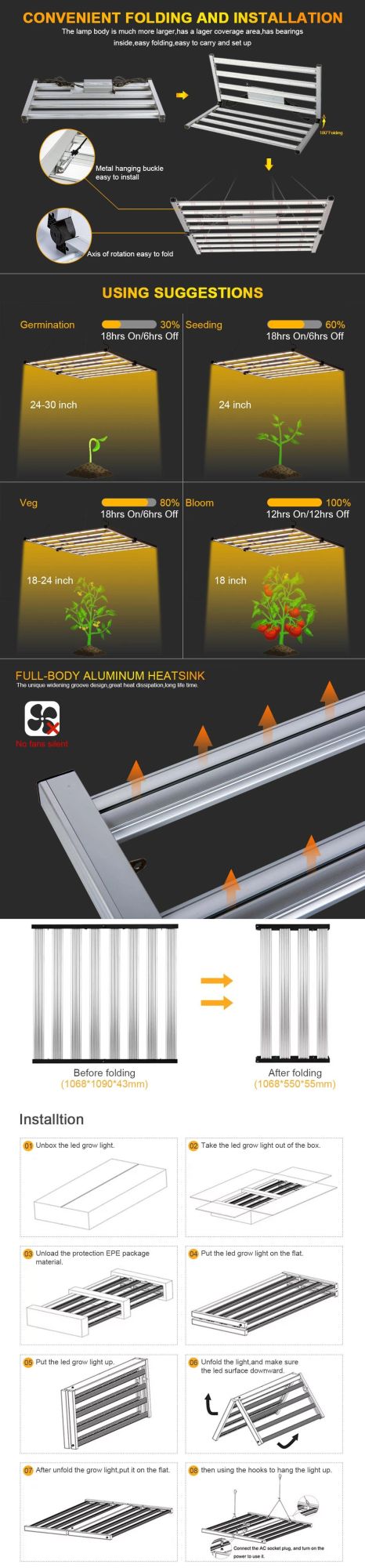 Wholesale LED Grow Panel Customized Waterproof FCC CE RoHS 800W 1000W Grow Lighting LED Lamp High Power Full Spectrum LED Plant Grow Light