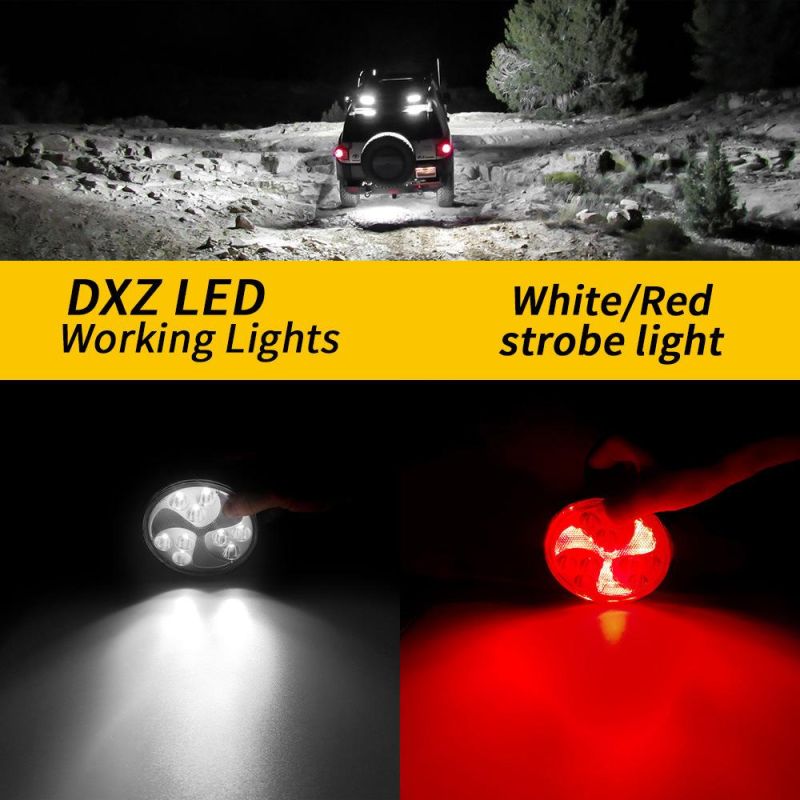 Dxz New Amber 4 Inch Windmill Leaf Spin Strobe Round off Road 27W 35mm LED Lamp LED Work Light for 4X4 4WD Flashing Lights