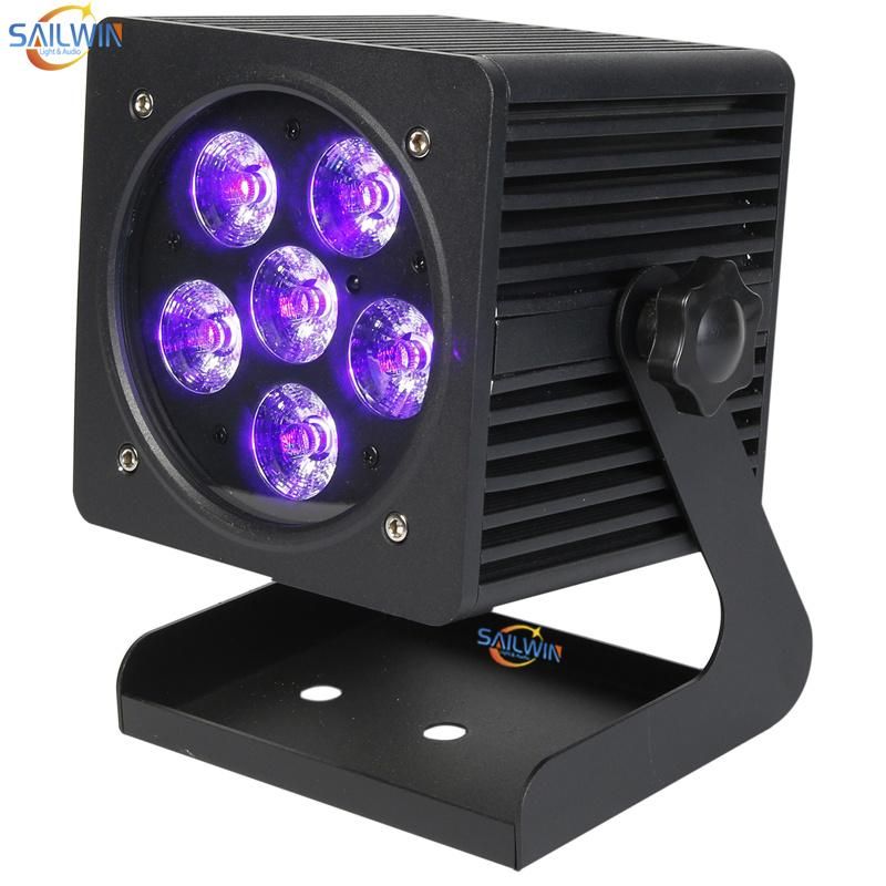 6in1 RGBWA+ UV DMX Wireless Battery Operated LED PAR Can