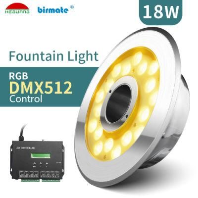 Shenzhen Factory 18W RGB IP68 Structure Waterproof DMX512 Control LED Fountain Lights
