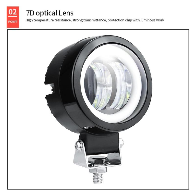 Dxz Angel Eyes DRL Spot Light 7D 20W off Road Light LED Headlight for Motorcycle Jeeps ATV 12V 24V SUV Worklight