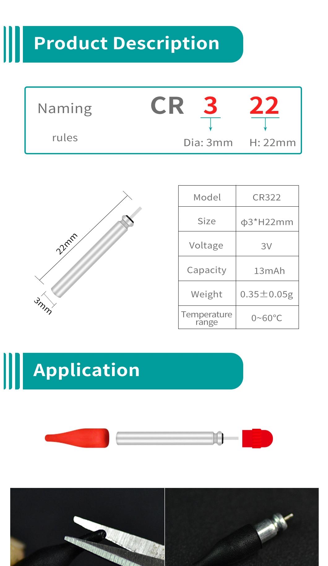 Dlyfull Direct Sales Dlyfull Cr322 3V Electronic Luminous Float Pin Battery for Fishing Float