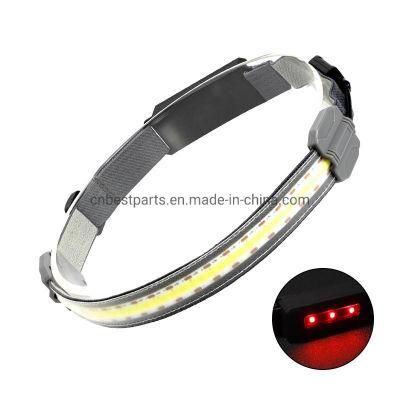 Super Bright Camping Head Torch Strip Lamp Rechargeable Full Vision LED Head Torch Light Emergency Headlight Back Warning COB LED Headlamp