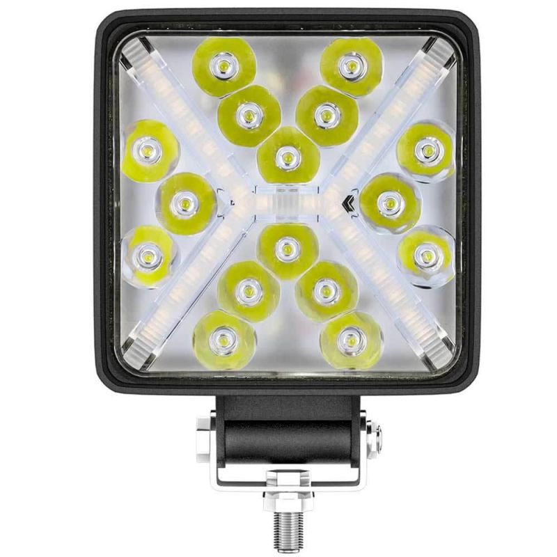Dxz LED Work Light 4inch 16LED White Yellow Angel Eyes Flash Function for Truck 4X4 Tractor Headlight Spotlight
