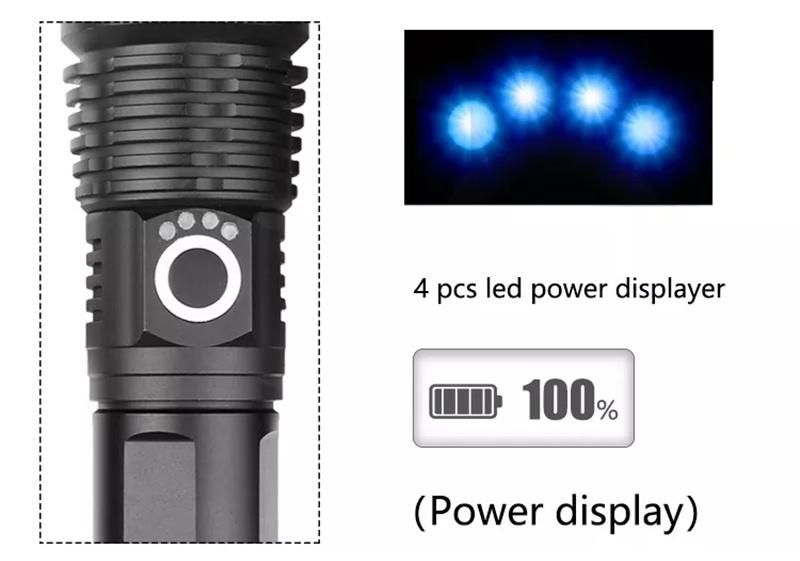 Outdoor 3000 High Lumens Tactical Flashlights with 18650 Battery Camping Hiking USB Rechargeable Zoomable LED Flashlight