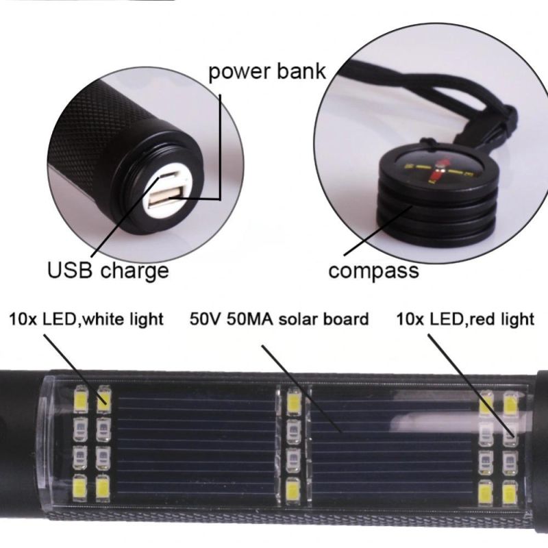 Solar Flashlights USB Torch Multi-Functional LED Flashlight