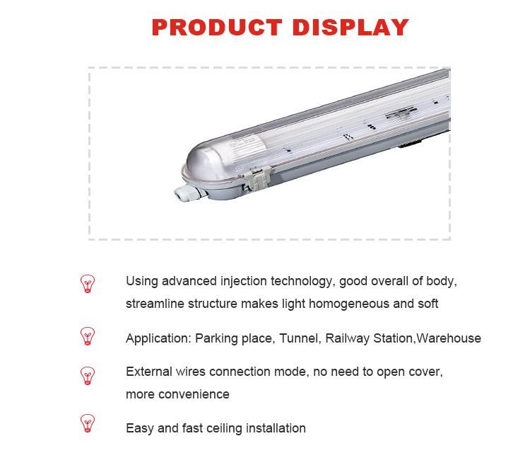 LED Tri-Proof Light IP65 LED Waterproof Liner Fixture Triproof Light 18W 36W for Warehouse