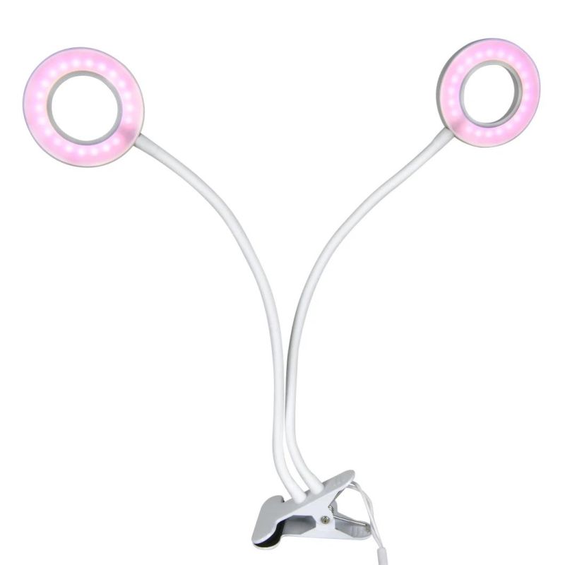 LED Grow Light for Indoor Plants, Family Grower Desk Light with 2 Round Heads