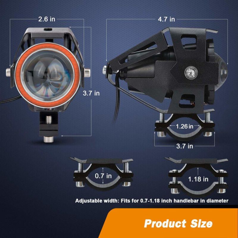 Factory Supply Motorcycle Lights Bulb Fog Headlight LED Driving Light Spotlight Driving Lights White Halo Ring Hi/Low Beam
